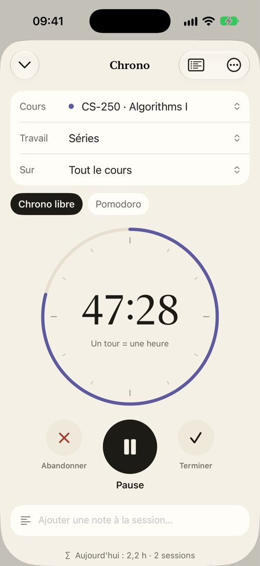 Le chrono, sur les séries de CS-250.